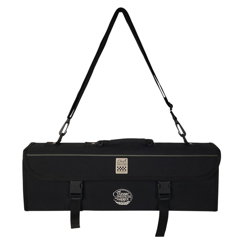 The Culinary Institute of America 8 Pocket Chef Knife Roll Case Black RARE